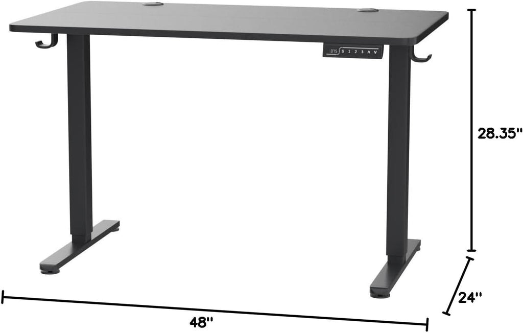 Height Adjustable Electric Standing Desk, 48 X 24 Inches Sit Stand up Desk, Memory Computer Home Office Desk, Black