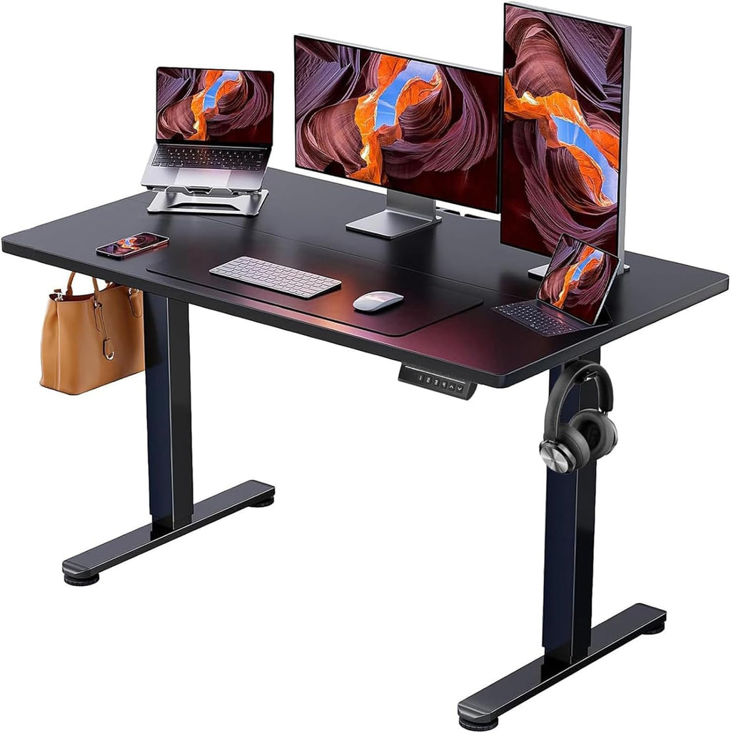 Height Adjustable Electric Standing Desk, 48 X 24 Inches Sit Stand up Desk, Memory Computer Home Office Desk, Black